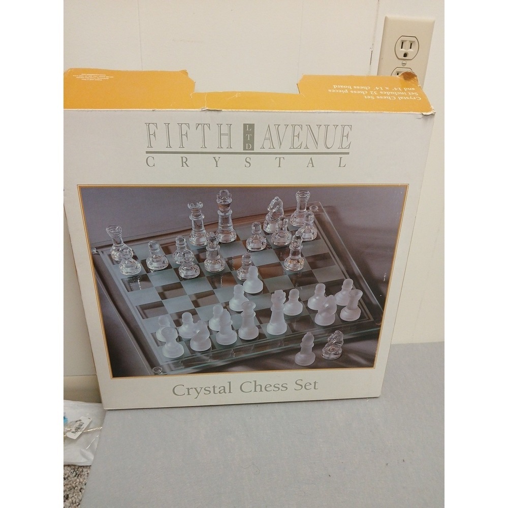 Fifth Avenue Crystal Glass Chess Set 14" x 14" Board